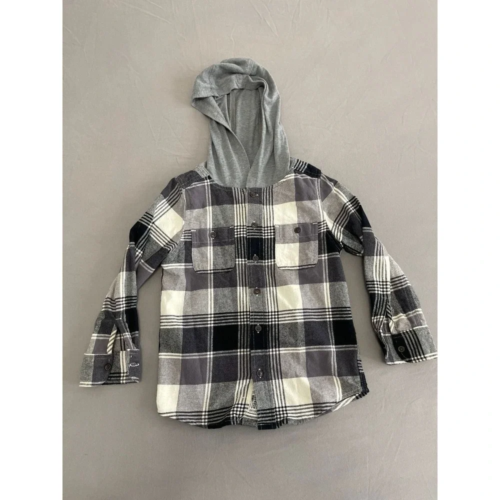OshKosh B'gosh Boys Plaid Flannel Hooded Shirt